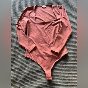 Free People Mauve Long-Sleeve Bodysuit | Size Small